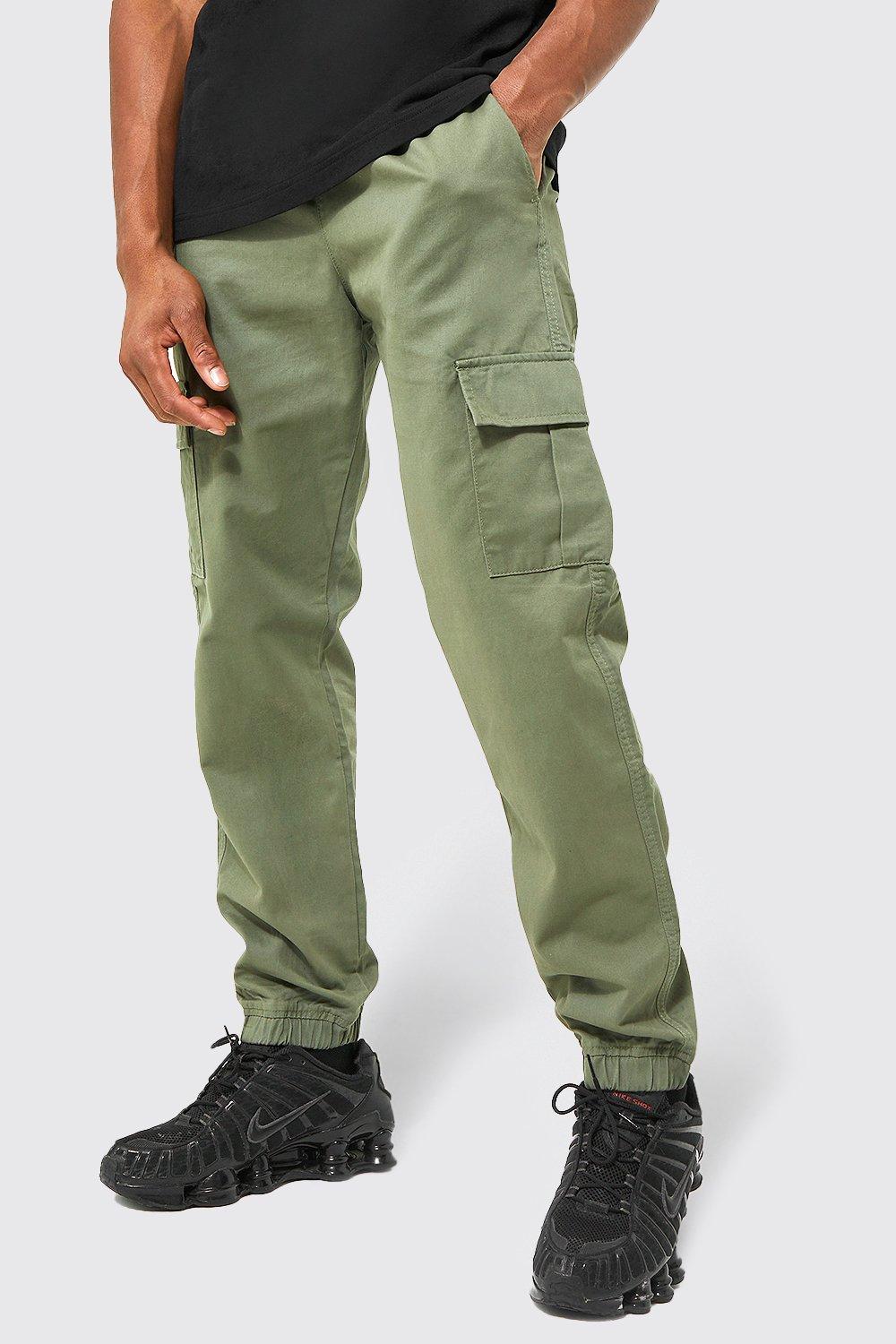 slim fit khaki cargo pants