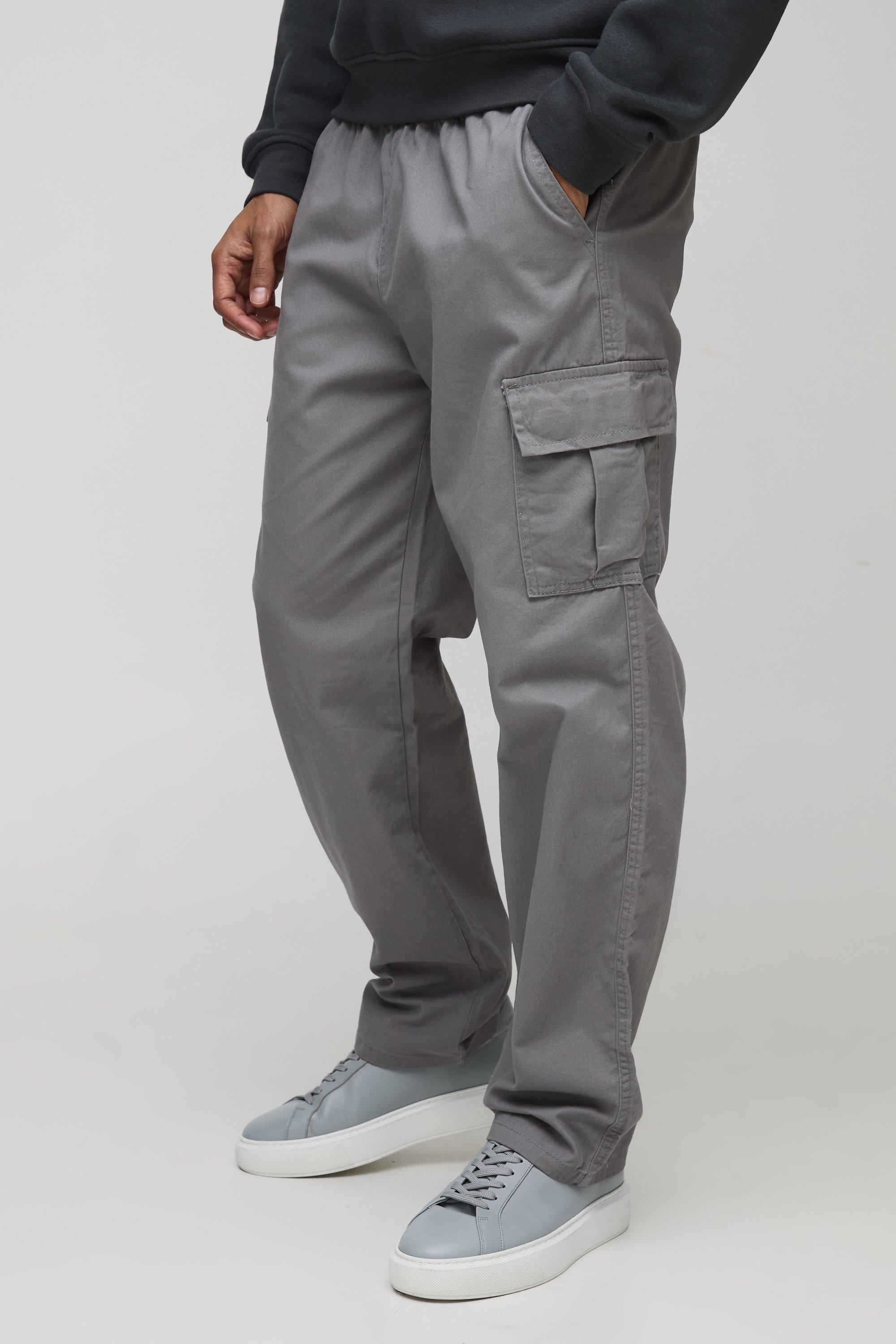 grey cargo pants boohoo