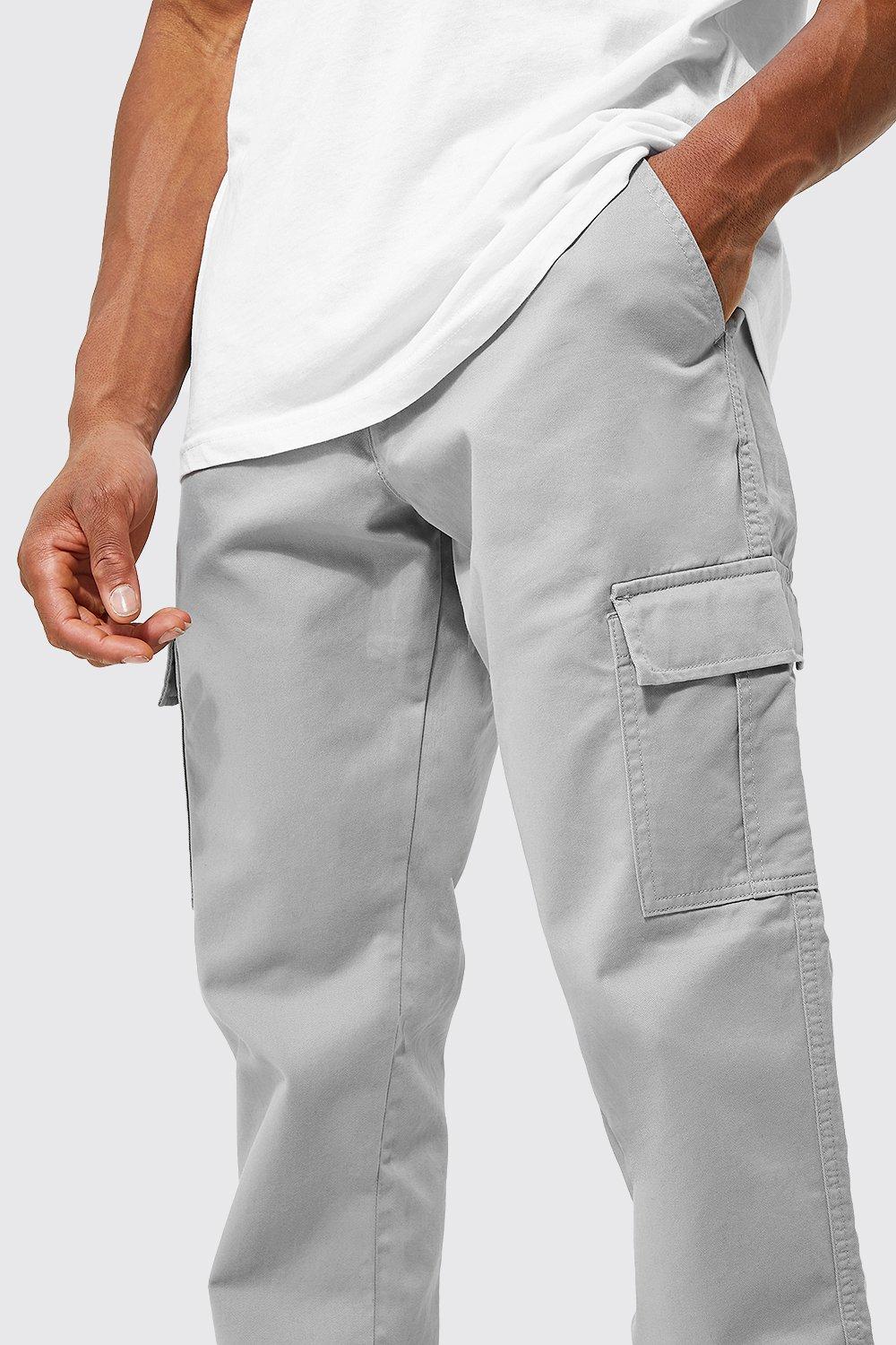 wide leg twill cargo trousers