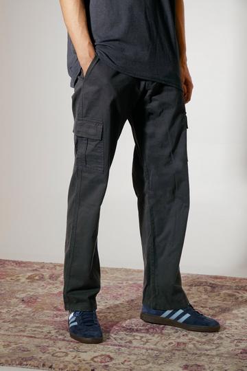 Black Fixed Waist Relaxed Cargo Trouser