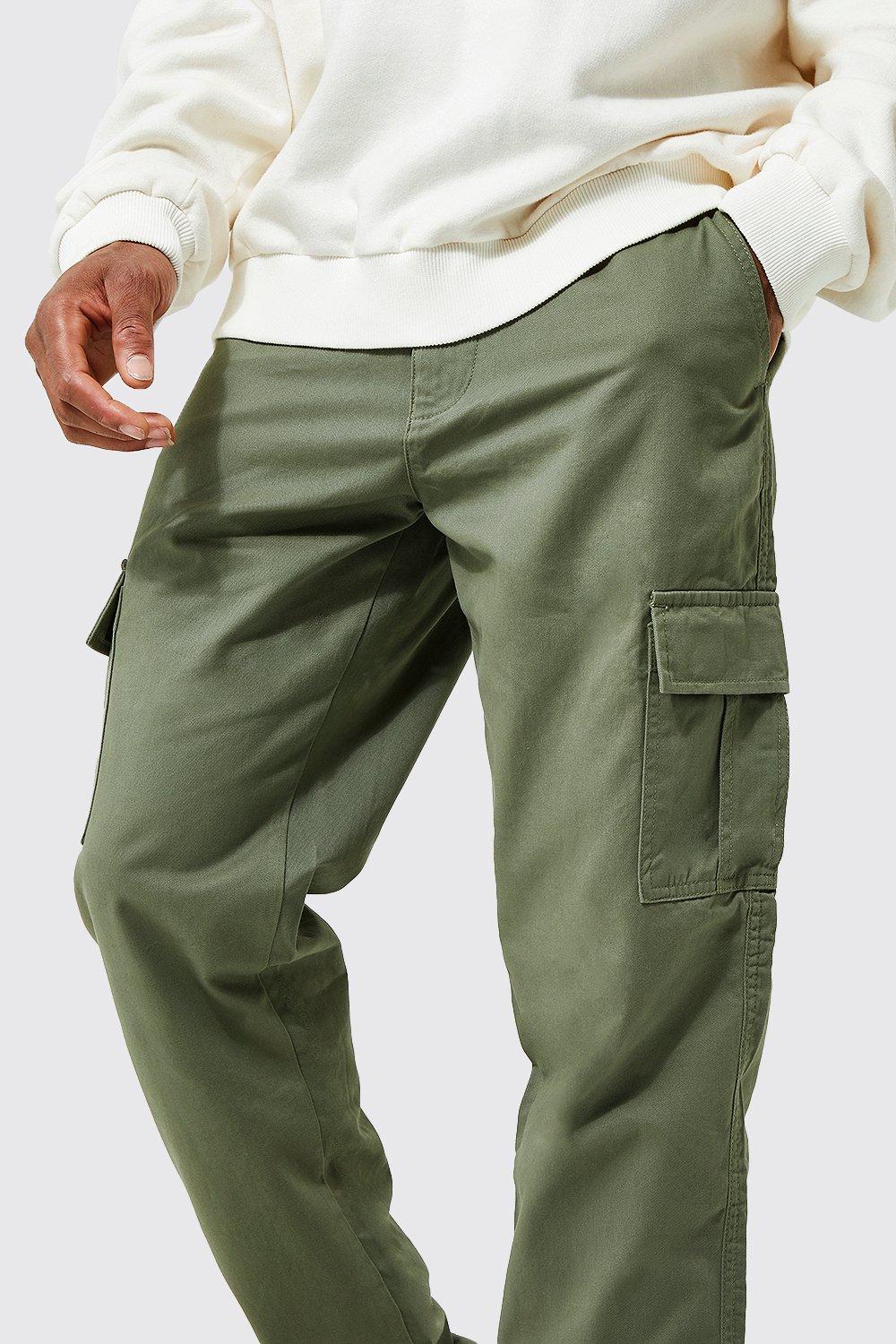 wide leg twill cargo trousers