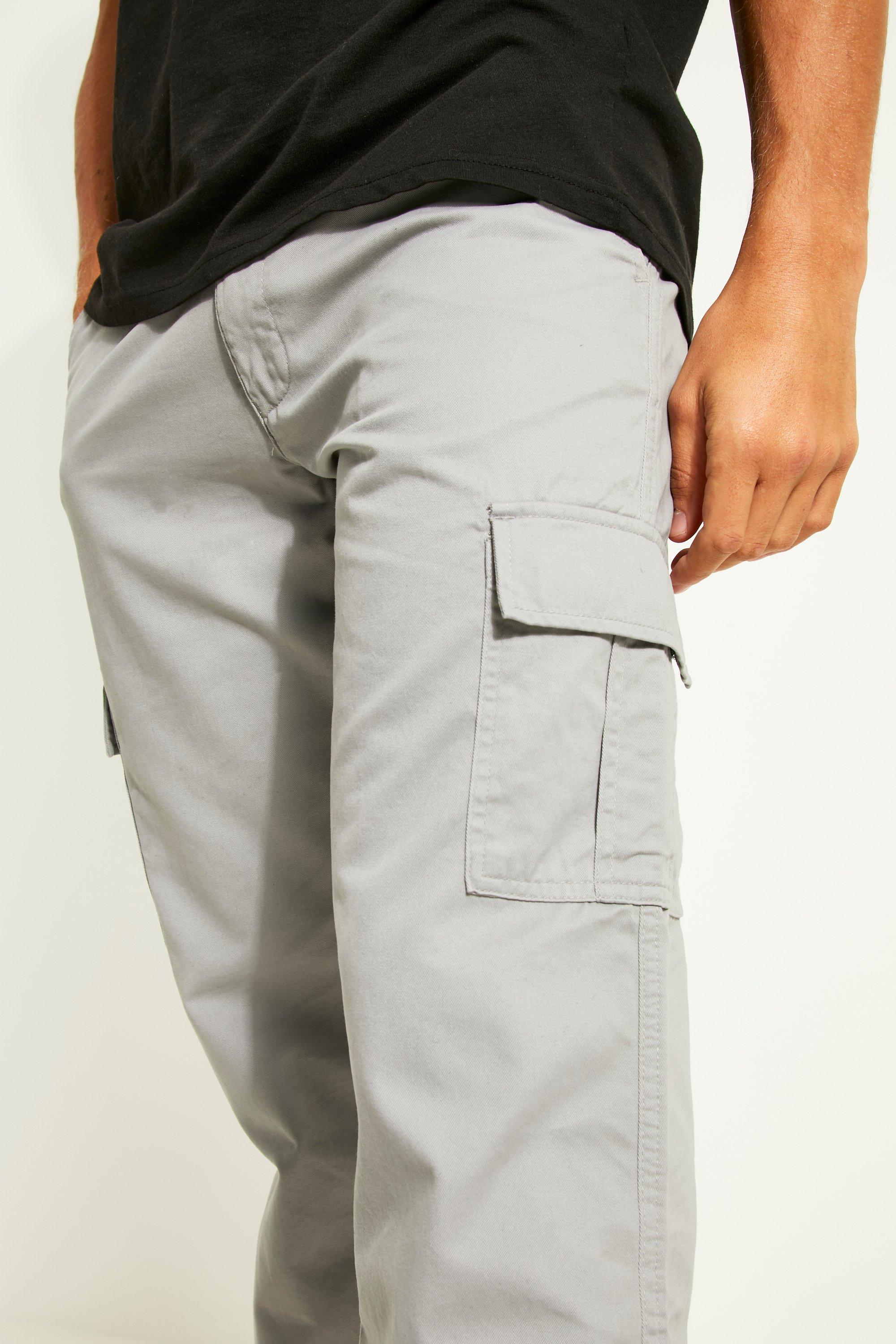 grey cargo pants boohoo