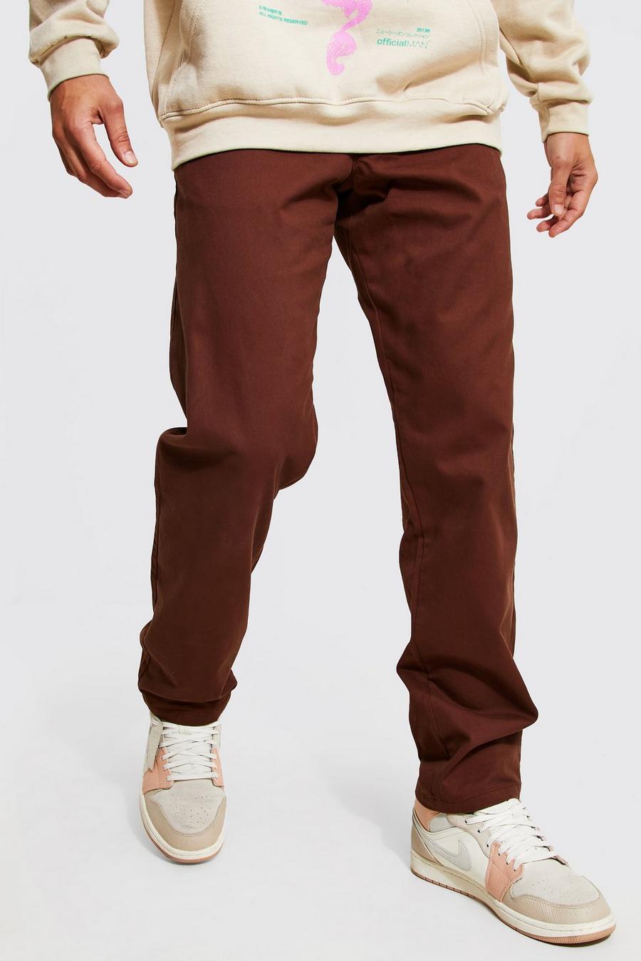 Chocolate Relaxed Fit Chino Trousers image number 1