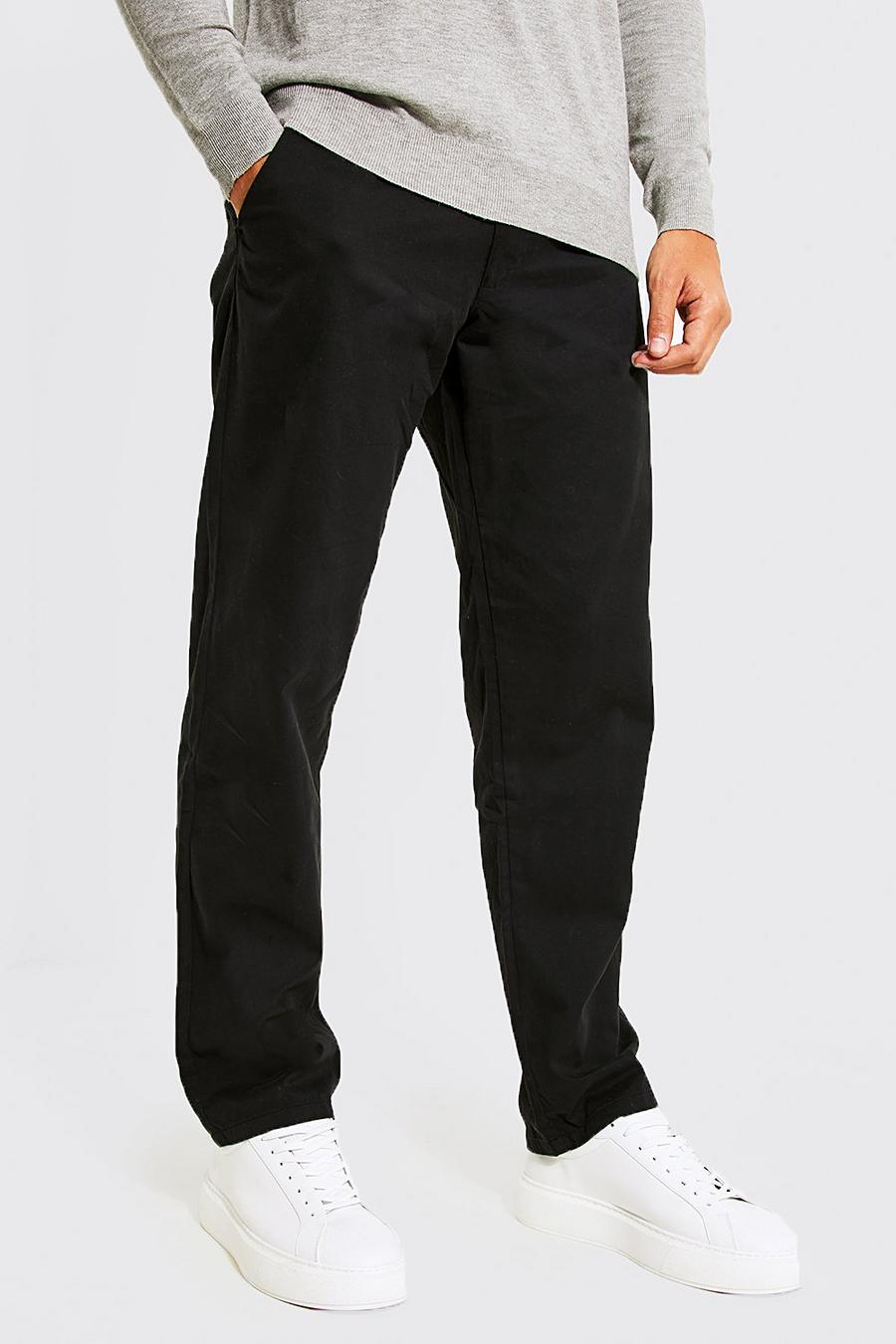 Black Relaxed Fit Chino Trousers image number 1