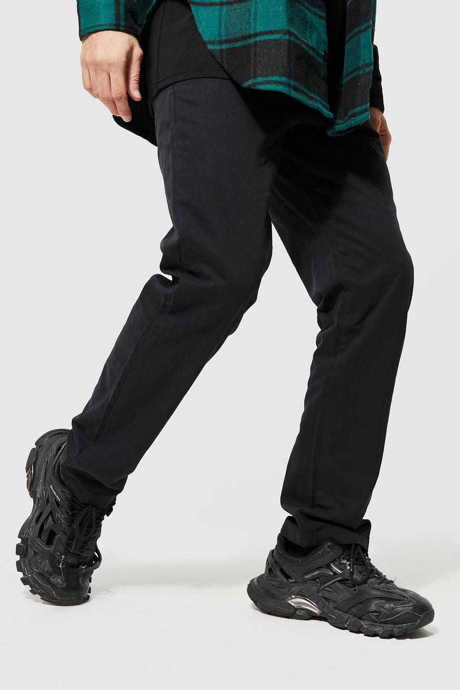 Black Straight Leg Chino Trousers image number 1