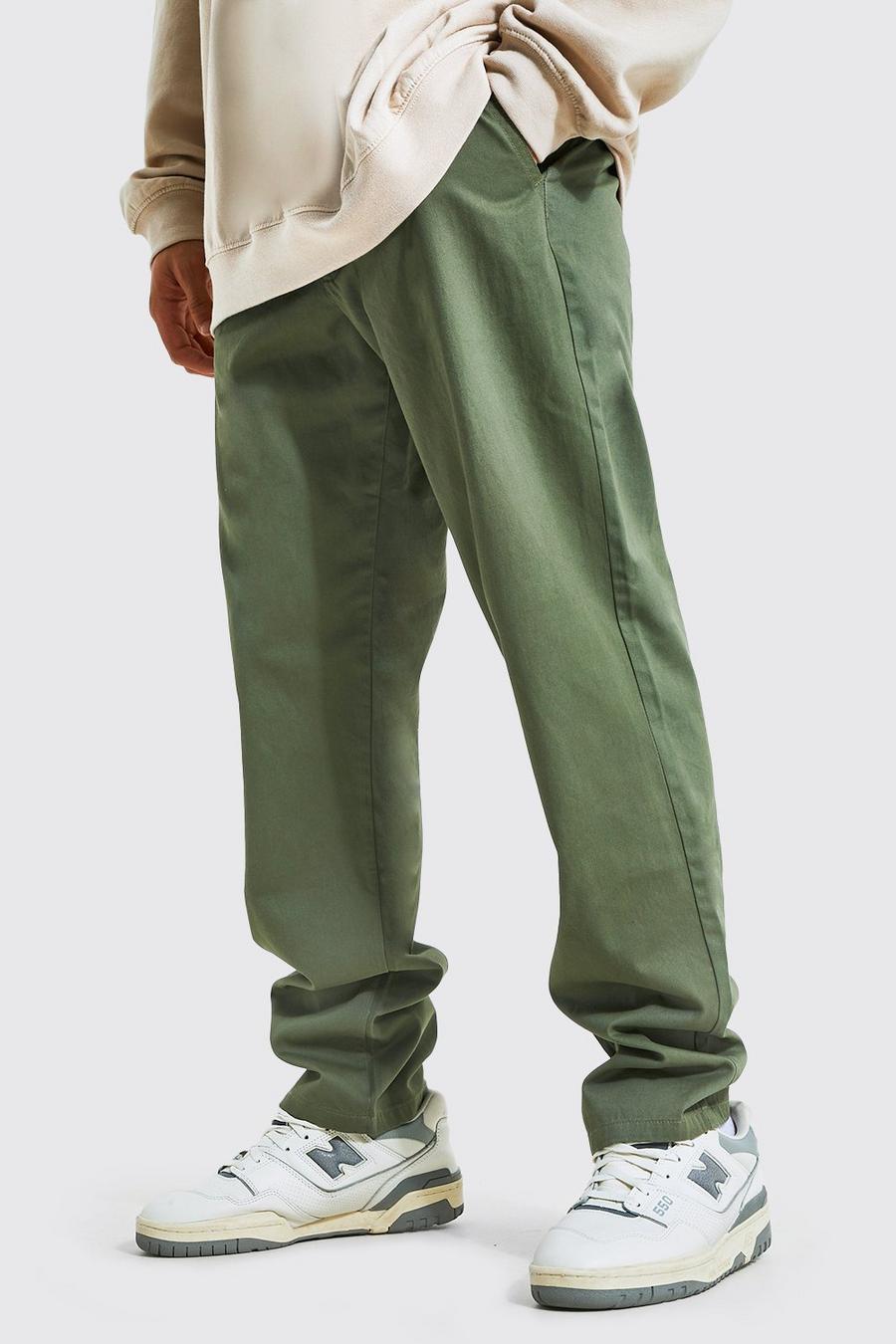Khaki Relaxed Fit Chino Trousers image number 1