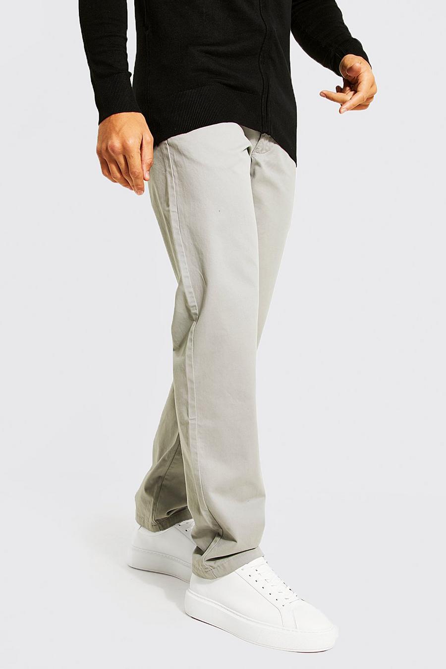 Grey Straight Leg Chino Trousers image number 1
