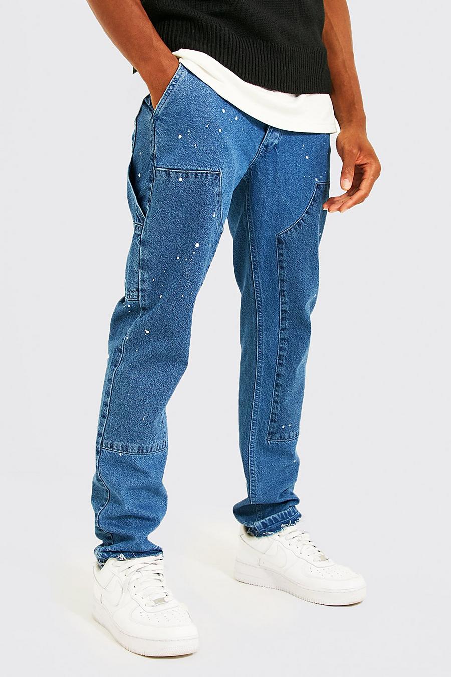 Schmale Jeans mit Farbspritzern, Light blue image number 1