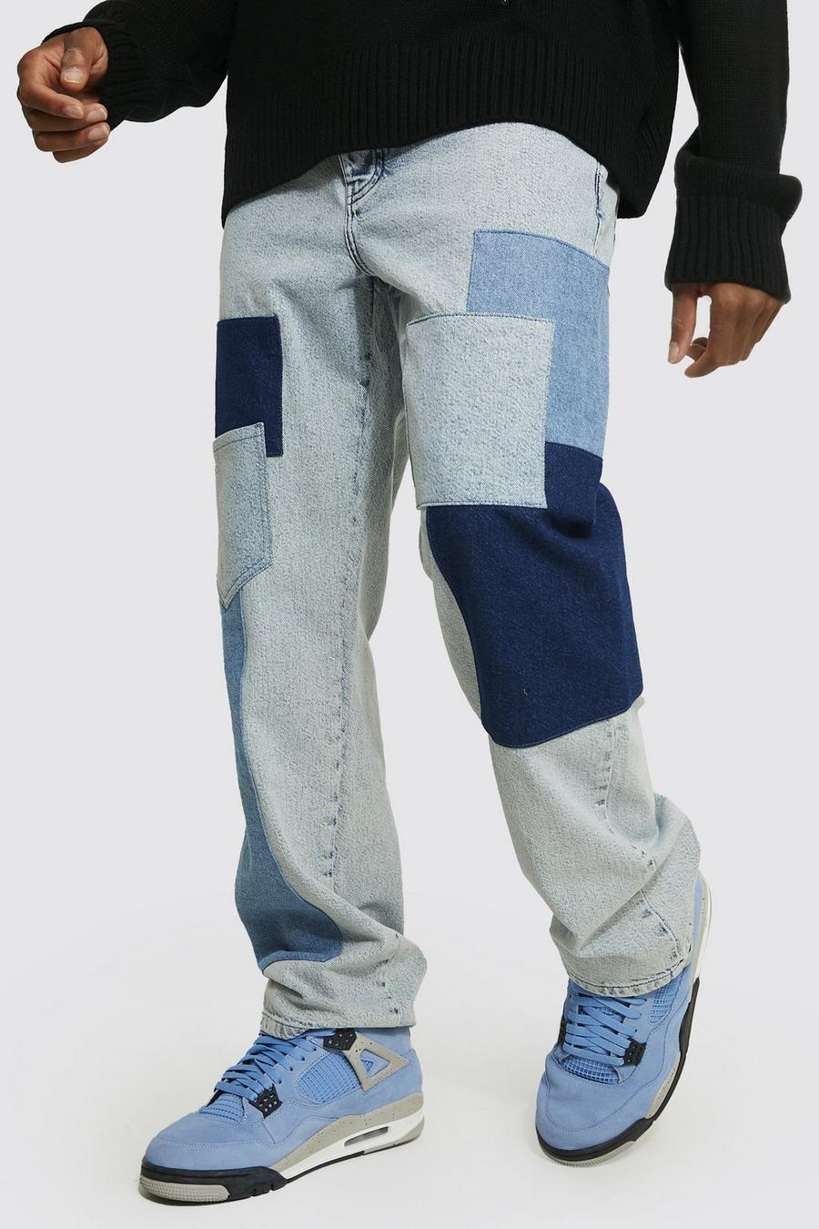 Ice blue Relaxed Fit Rigid Patchwork Jeans image number 1