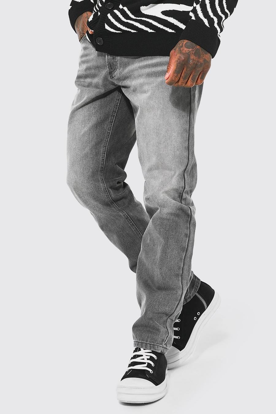 Mid grey Straight Leg Rigid Jeans image number 1