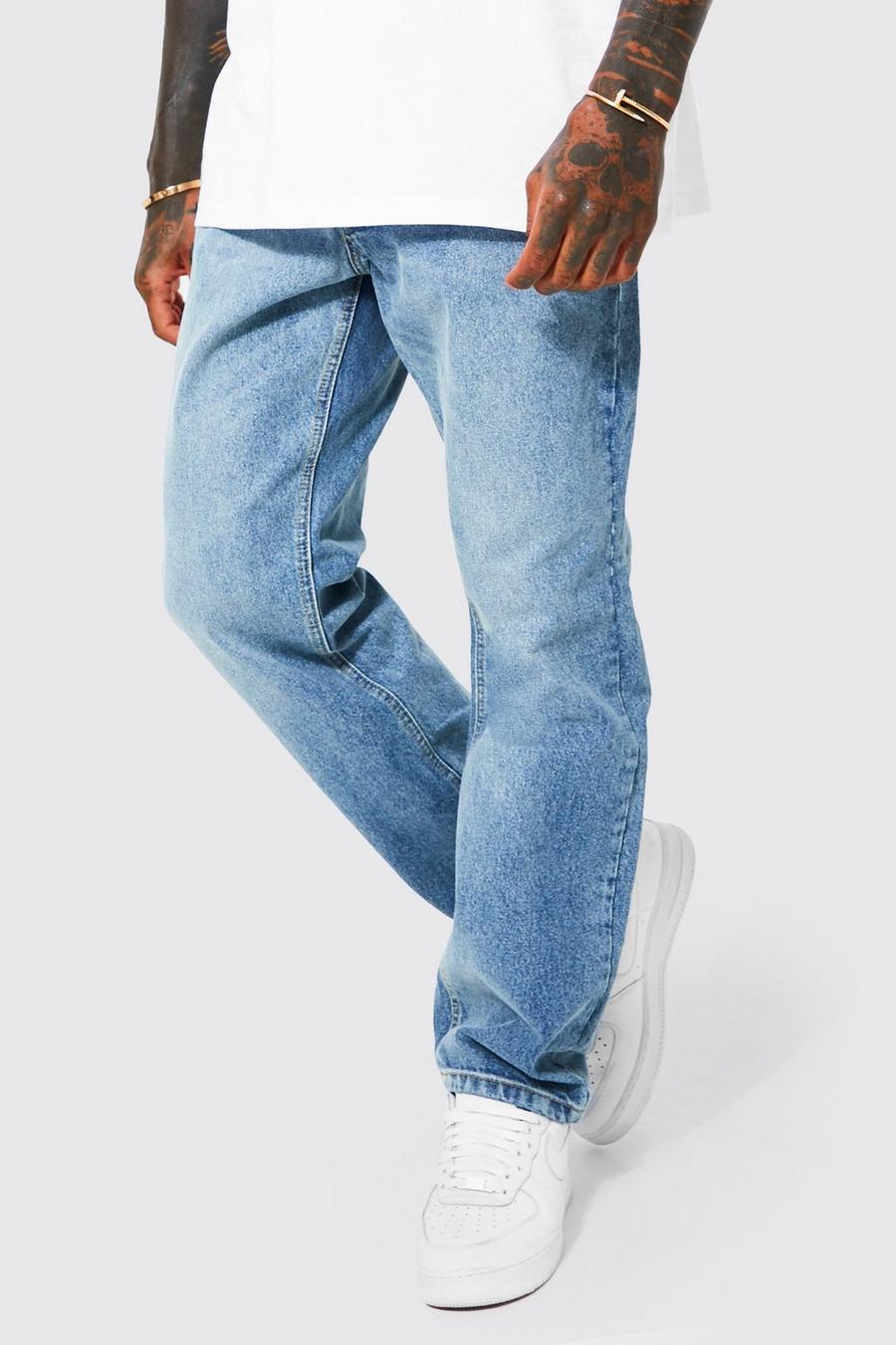 Antique blue ג'ינס קשיח בגזרה משוחררת