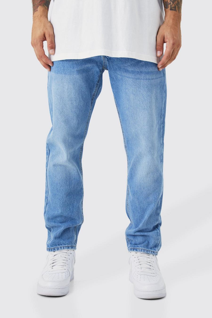 Light blue azul ג'ינס מבד קשיח בגזרת קרסול צרה