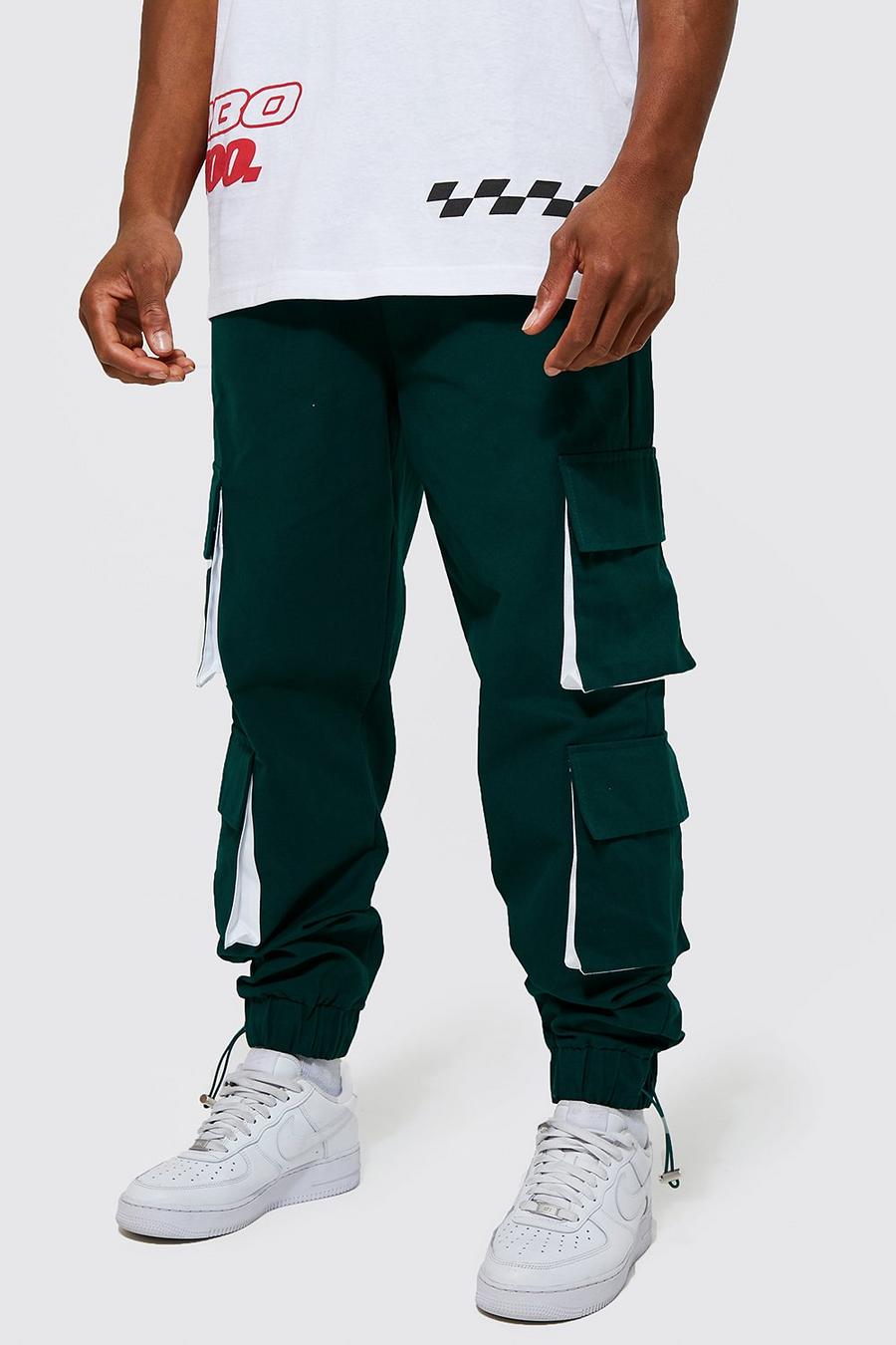 Green Multipocket Twill Cargo With Contrast Details image number 1