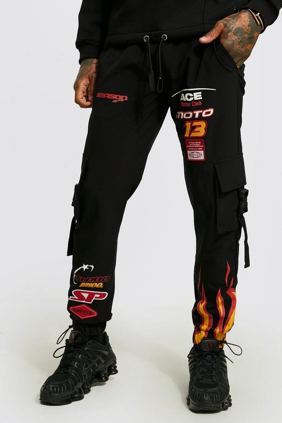 Stretch Shell Motocross Cargo Trousers | boohoo Stretch Shell Motocross Cargo Trousers | boohoo