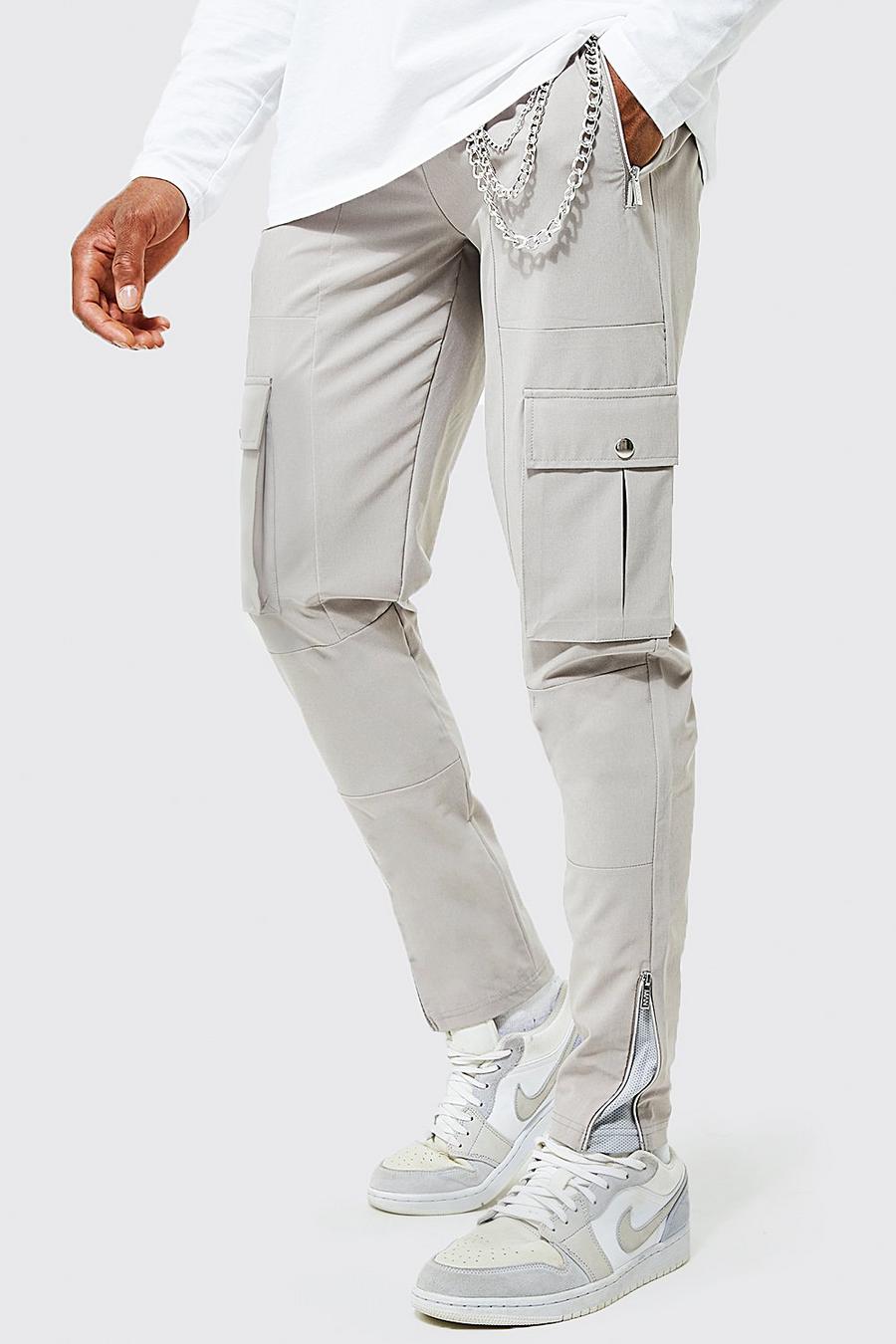 Pantalon cargo à ourlets zippés, Grey image number 1
