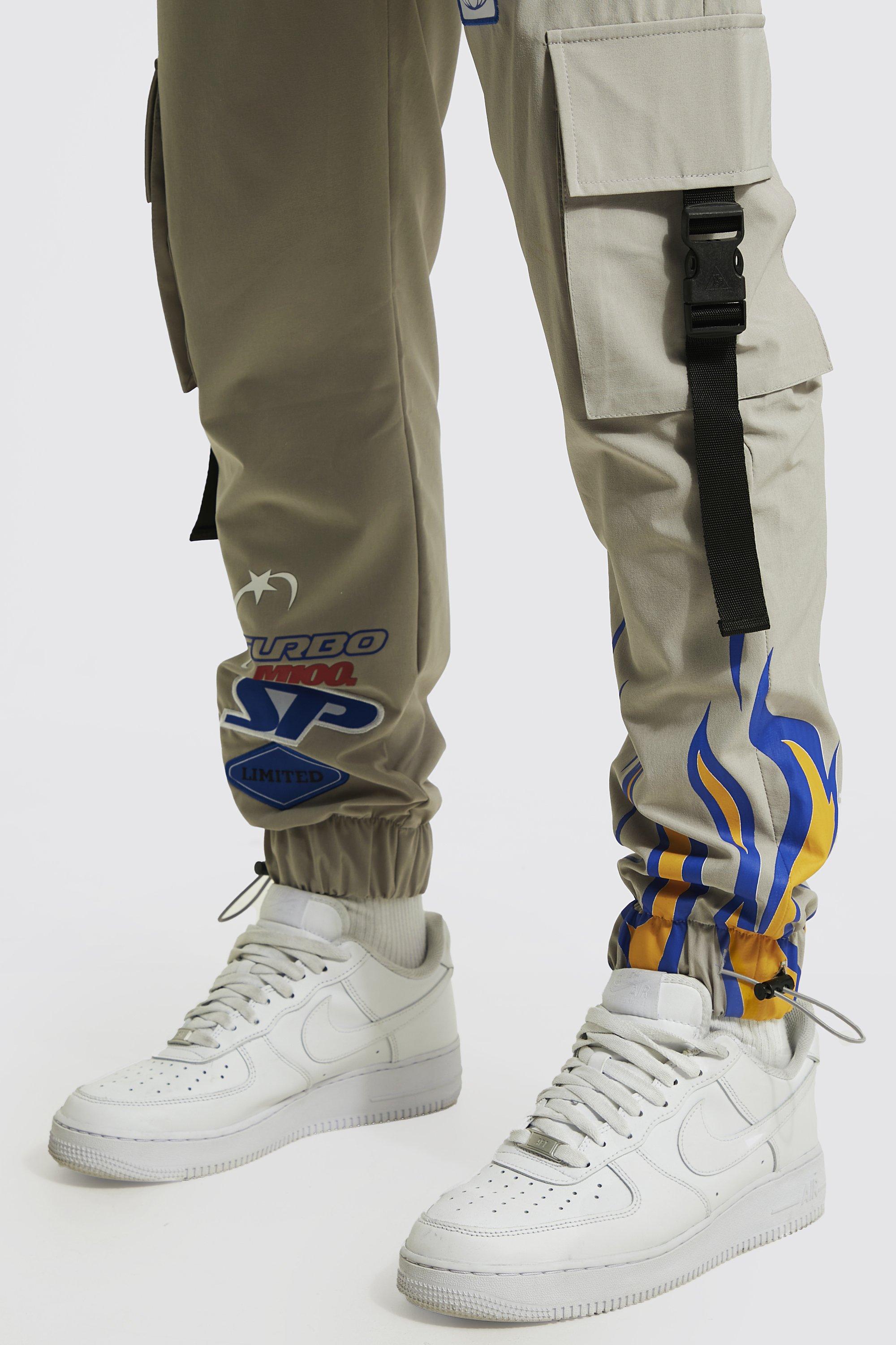 Stretch Shell Motocross Cargo Trousers | boohoo