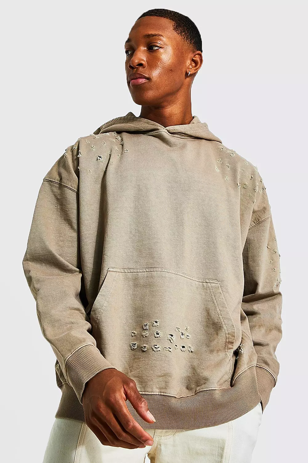 Oversized Distressed Hoodie