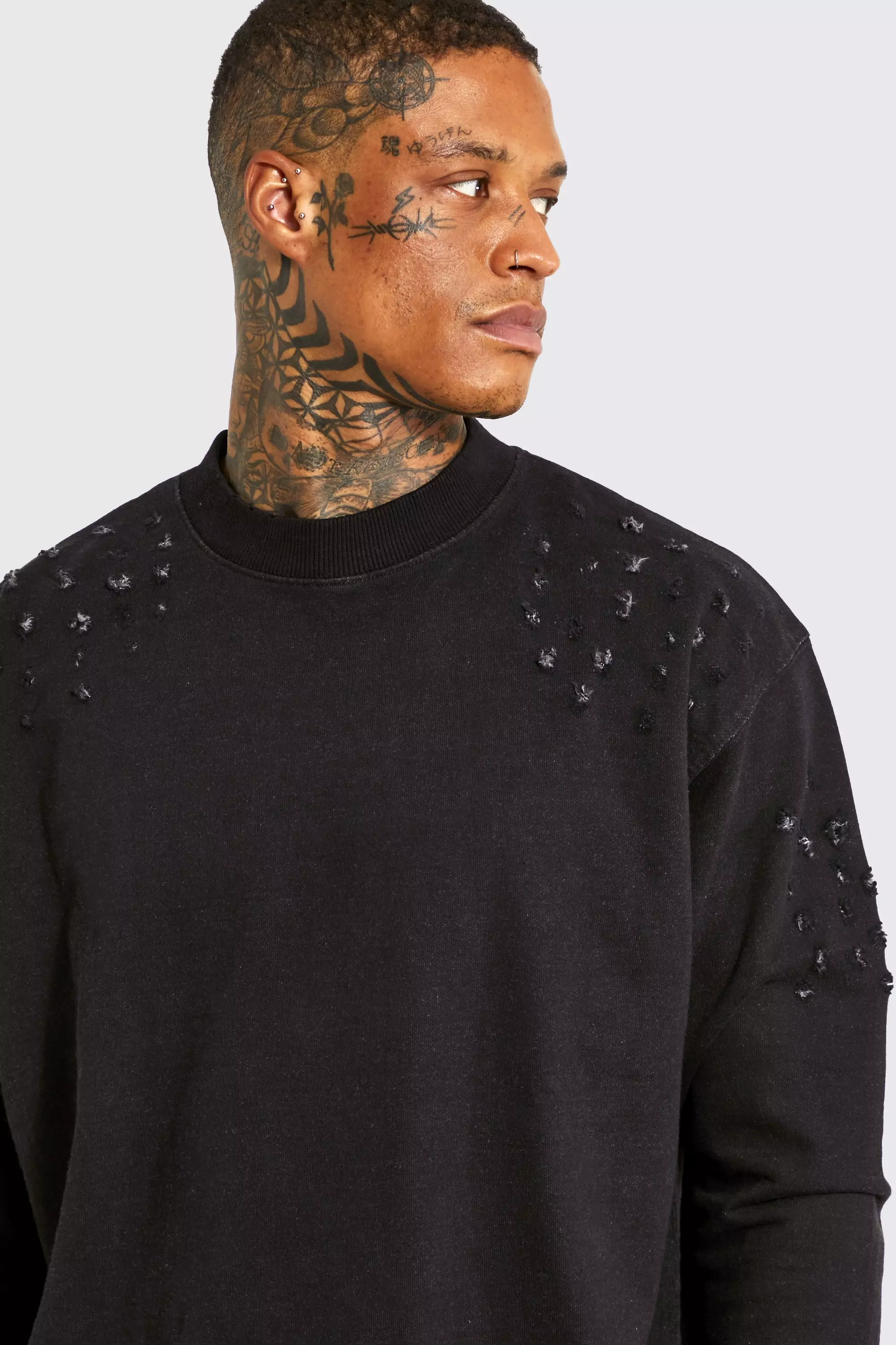 Black 2025 ripped sweatshirt