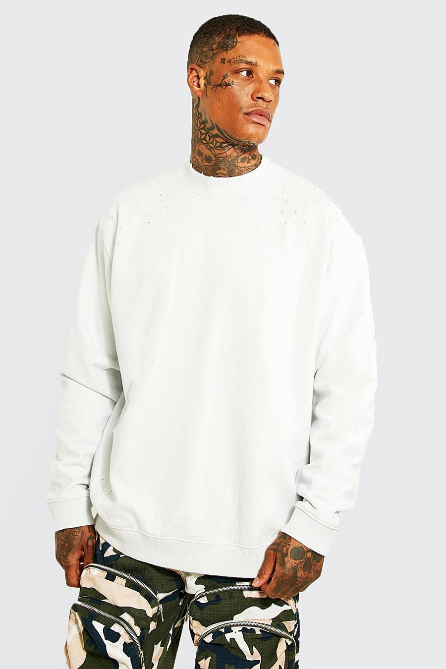 Light grey Oversized Distressed Sweatshirt image number 1