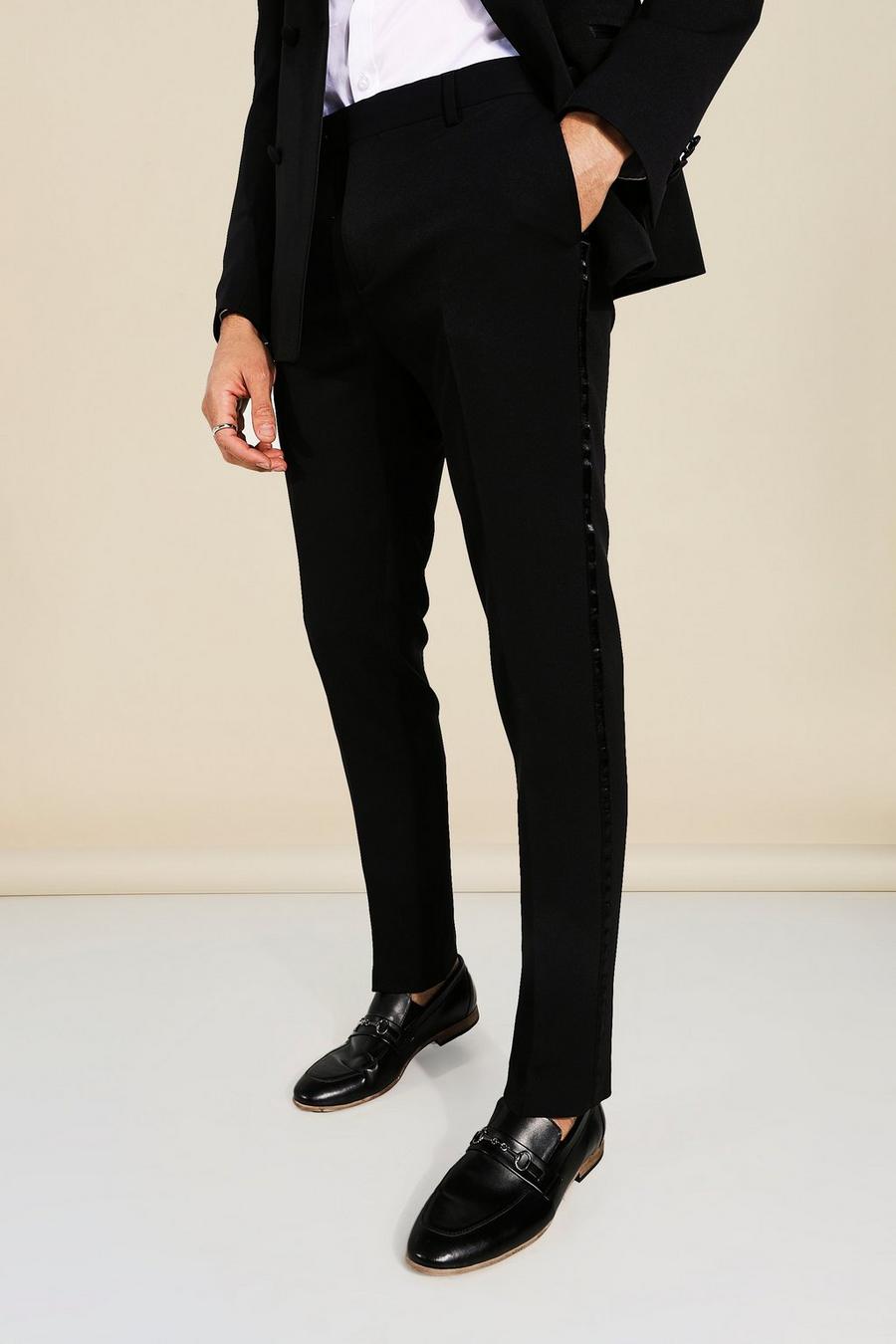 Black Skinny Tuxedo Suit Trousers image number 1