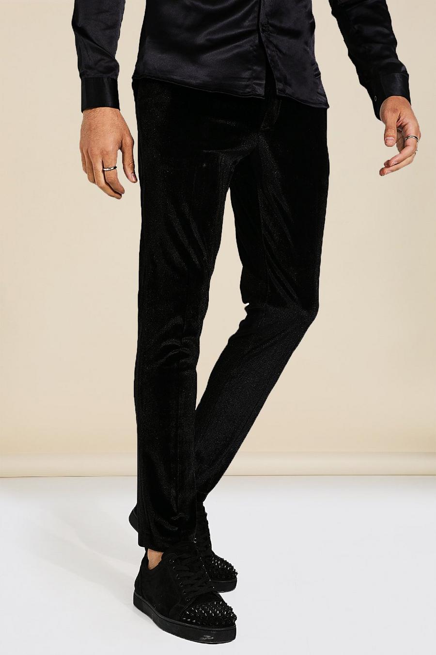 Pantaloni Skinny Fit in velours, Black image number 1