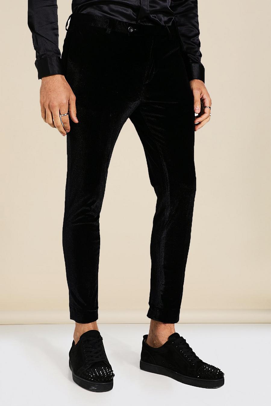 Black Velour Super Skinny Trousers image number 1