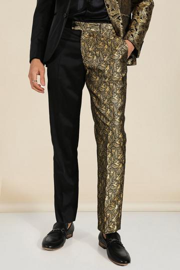 Black Slim Spliced Jacquard Suit Trousers