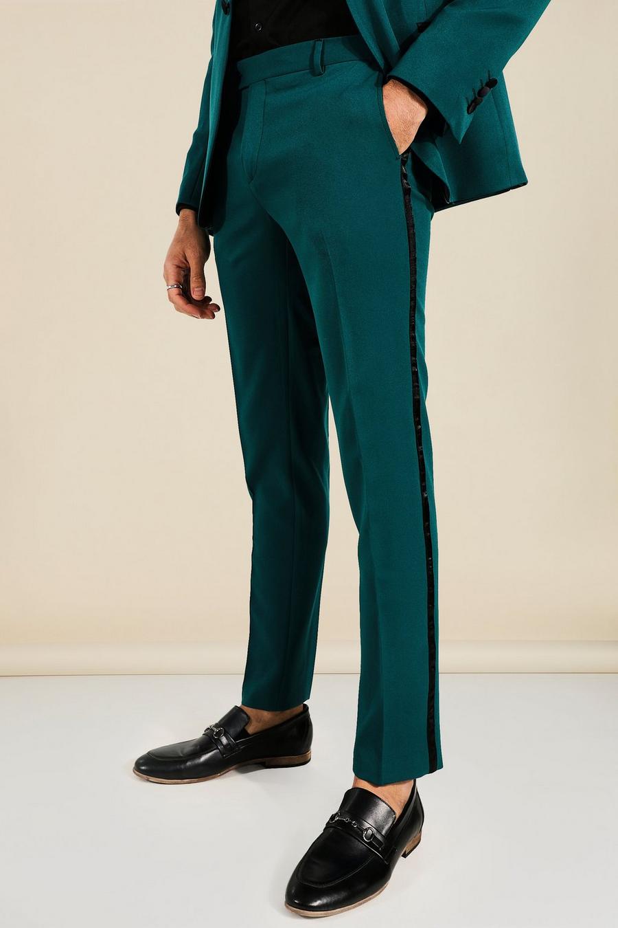 Forest vert Skinny Tuxedo Suit Trousers