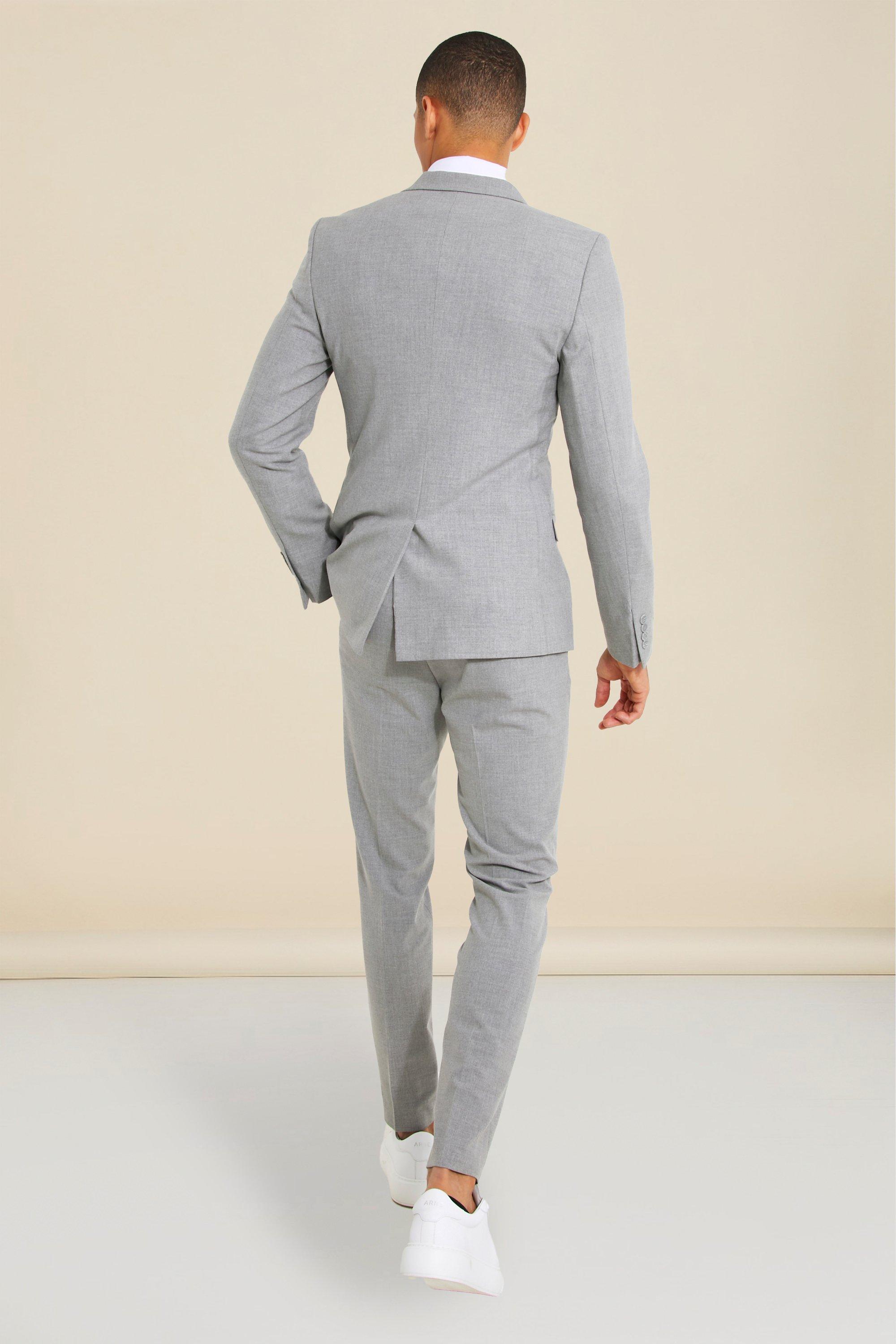 boohooMAN Tall Slim Double Breasted Suit Jacket - Gray - Size 40