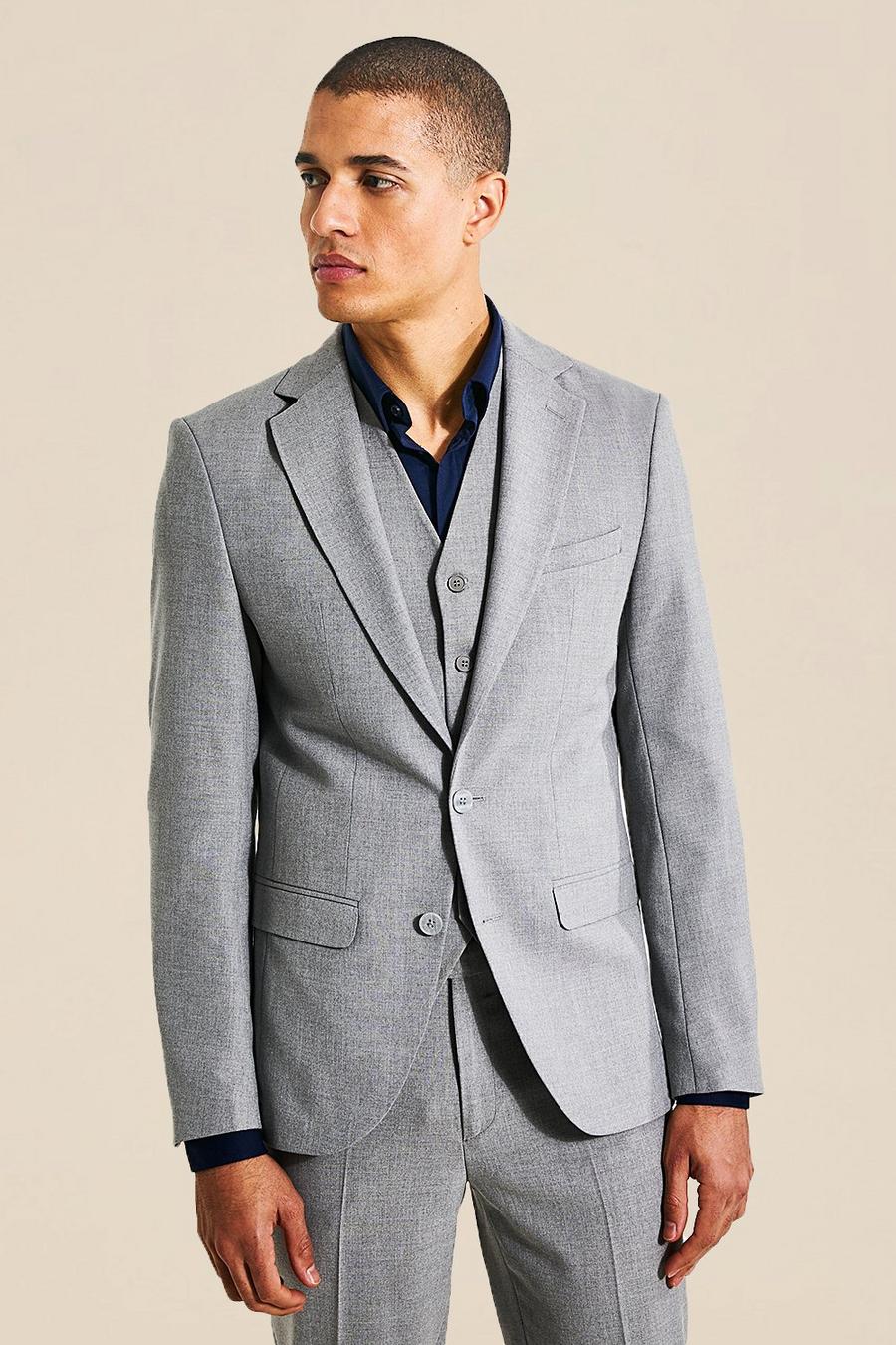 Veste de costume droite cintrée grise, Grey image number 1