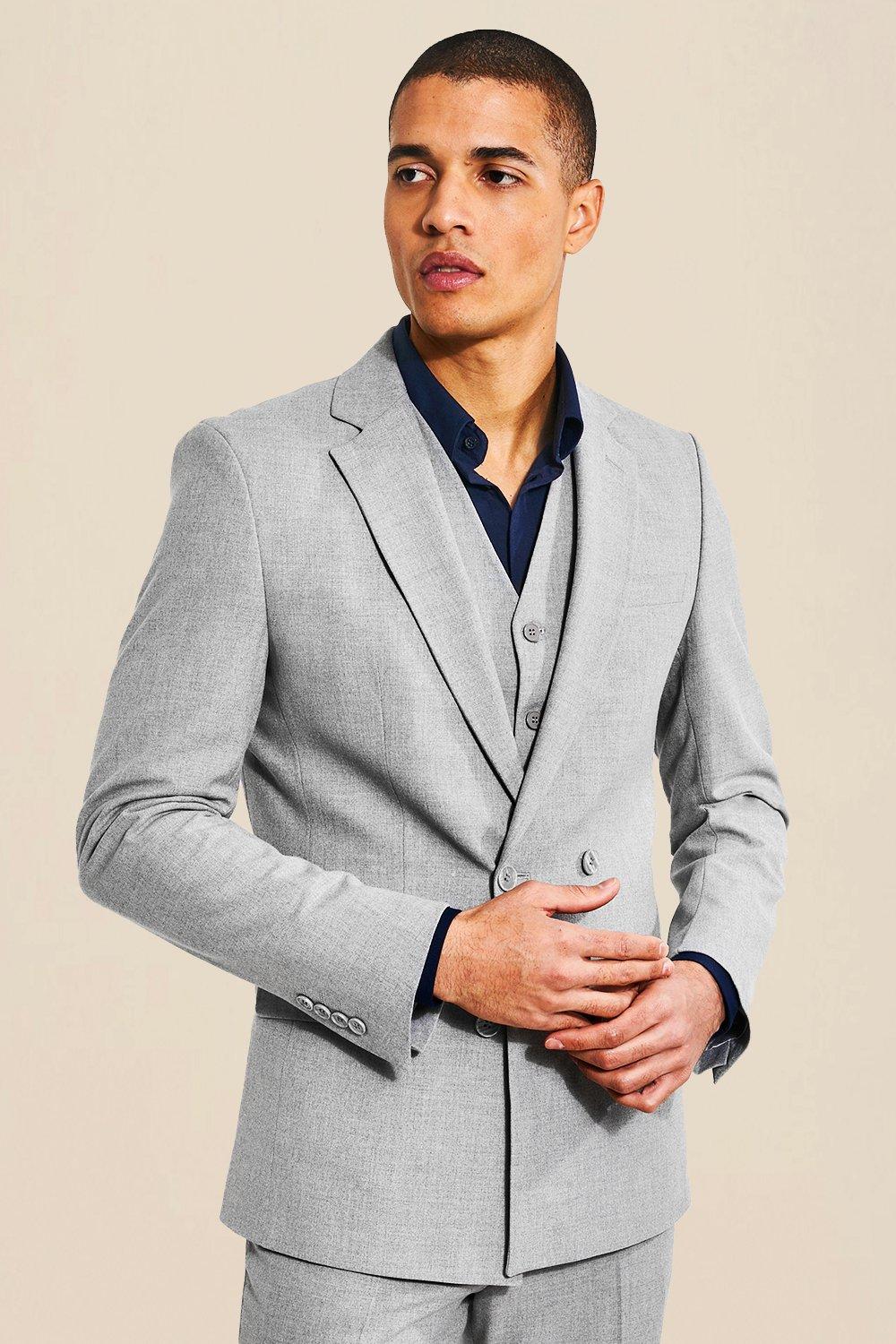 double breasted suit light grey