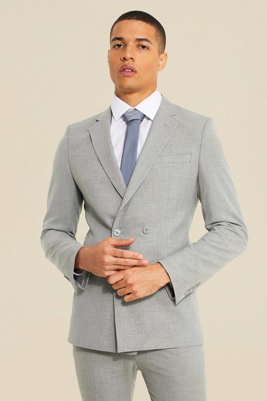 Veste de costume croisée super skinny, Grey image number 1
