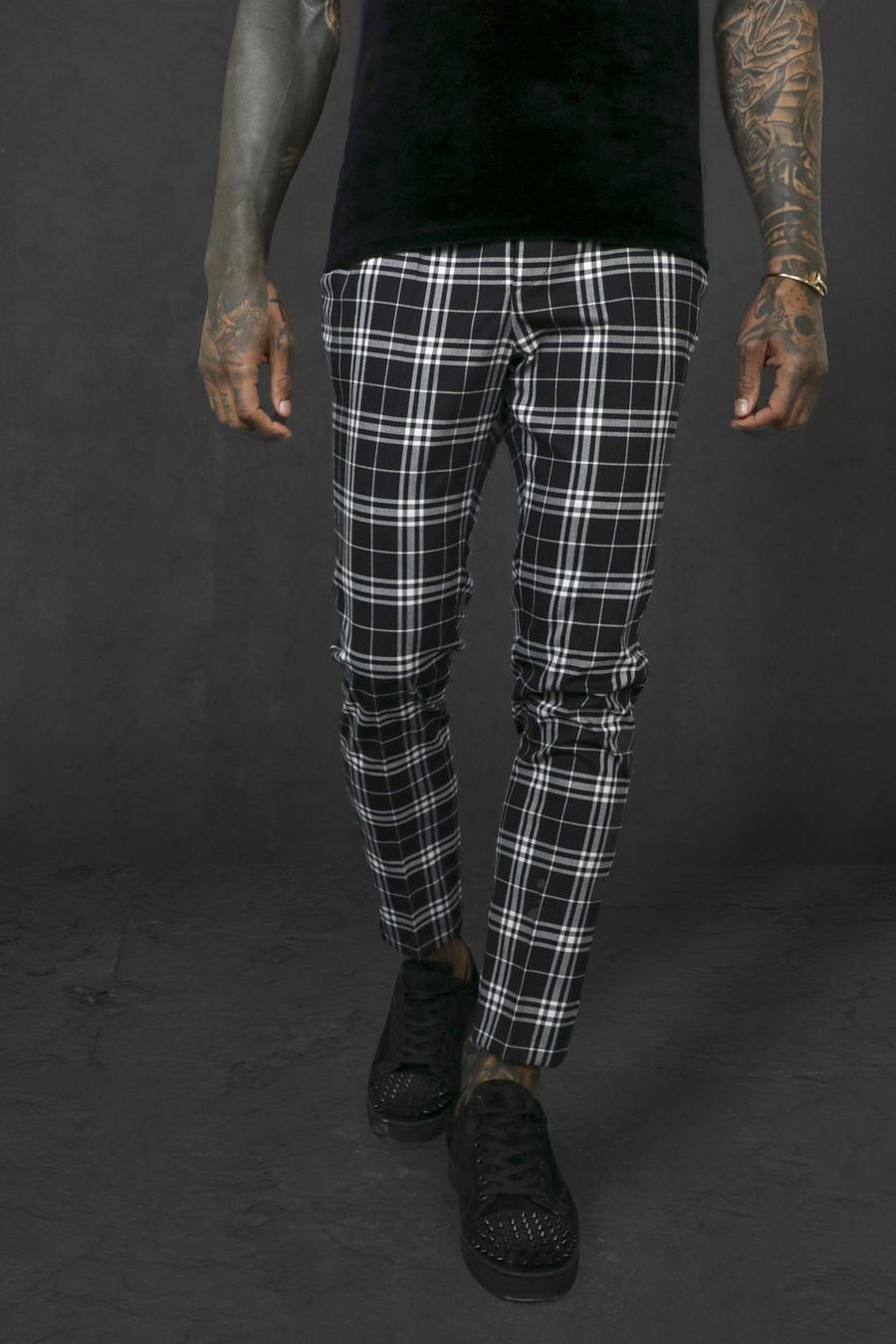 Black Slim Mono Tartan Cropped Smart Trouser image number 1