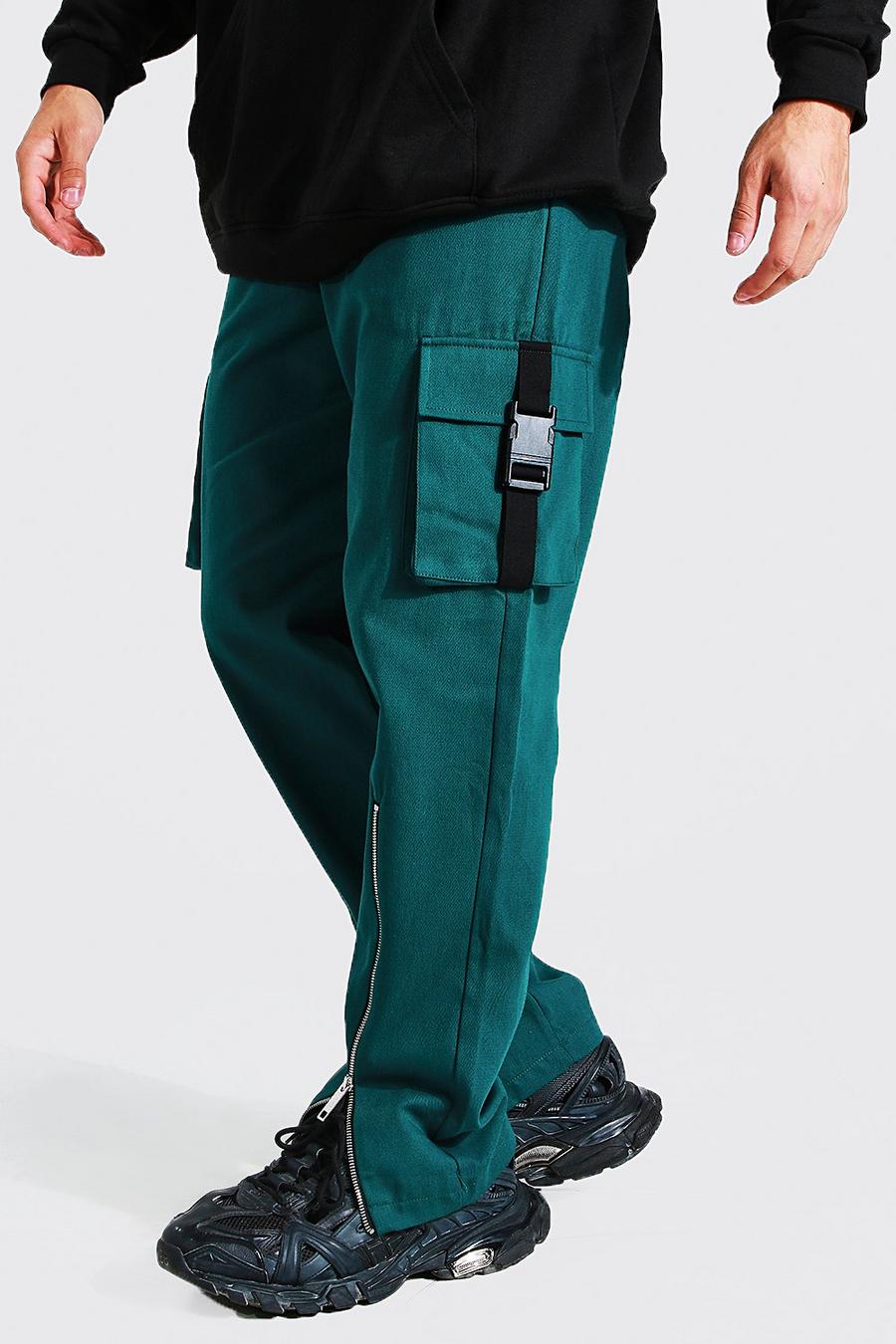 Pantalon cargo droit en twill, Green image number 1