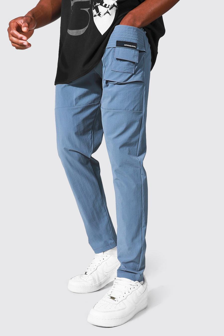 אפור מכנסי דגמ"ח נמתחים בגזרה צרה עם כיסים תלת-ממדיים image number 1