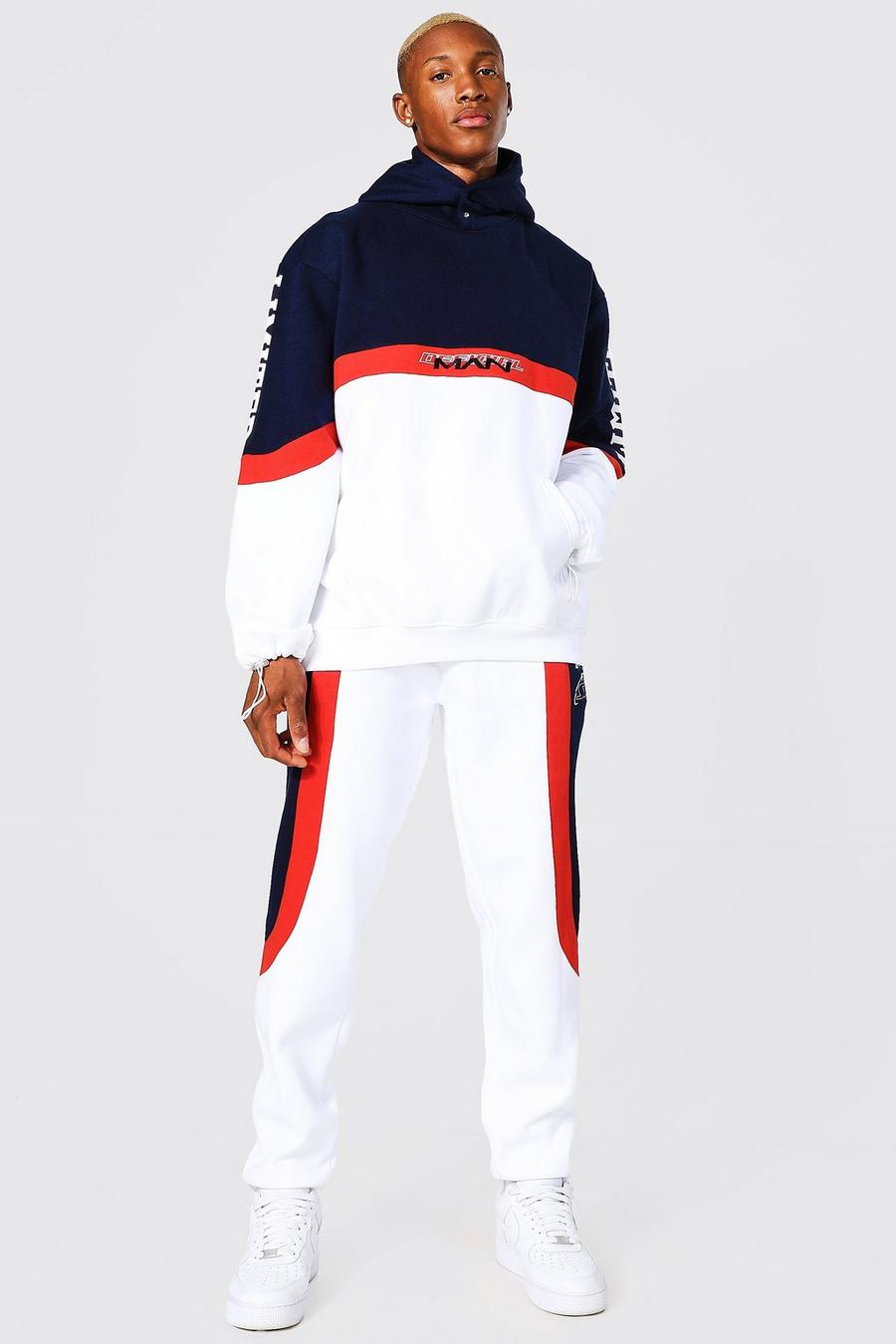 Navy Oversized Official Man Colour Block Tracksuit image number 1