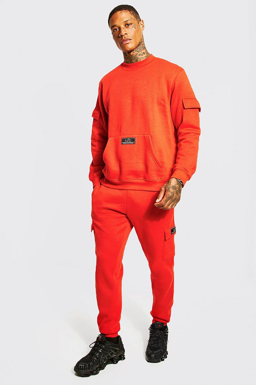 Man Cargo Sweatshirt-Trainingsanzug, Red image number 1