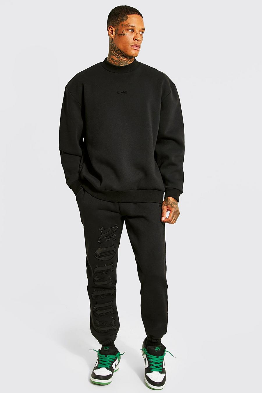 Black Oversized Ltd Applique Sweatshirt Tracksuit image number 1