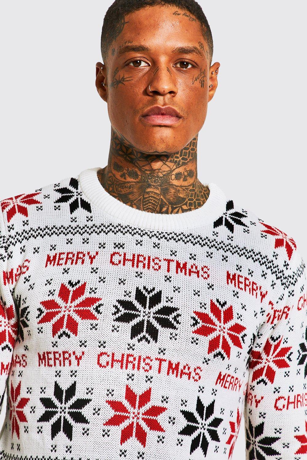 White and red christmas sweater hotsell