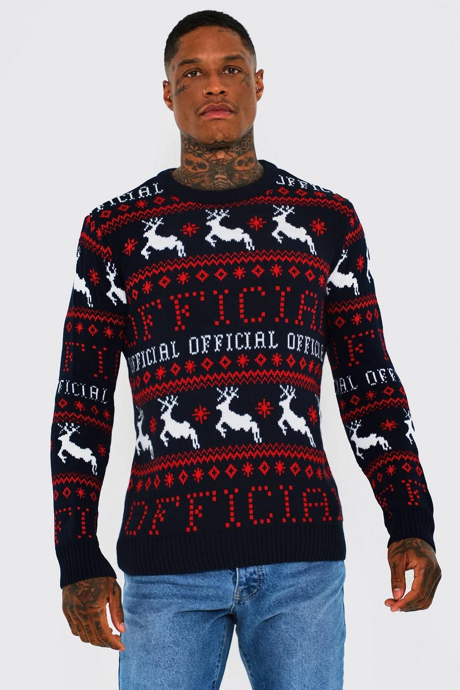 Navy Official Fairisle Christmas Jumper image number 1