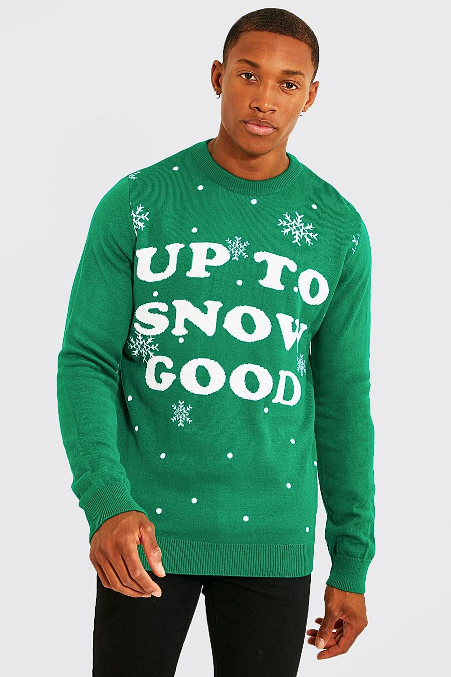 Green Up To Snow Good Christmas Jumper image number 1