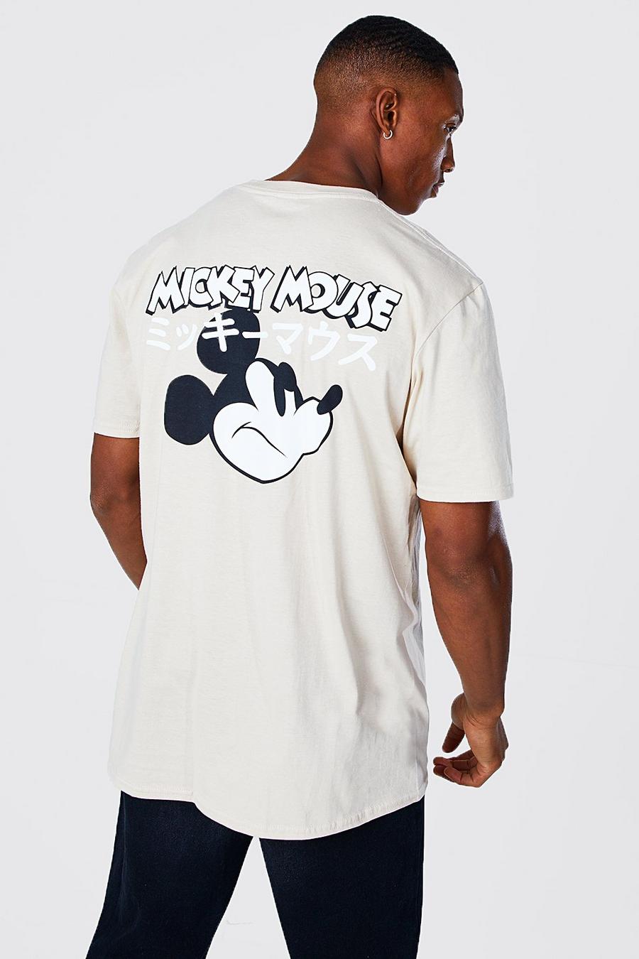 Sand Angry Mickey T-Shirt Met Rugopdruk image number 1