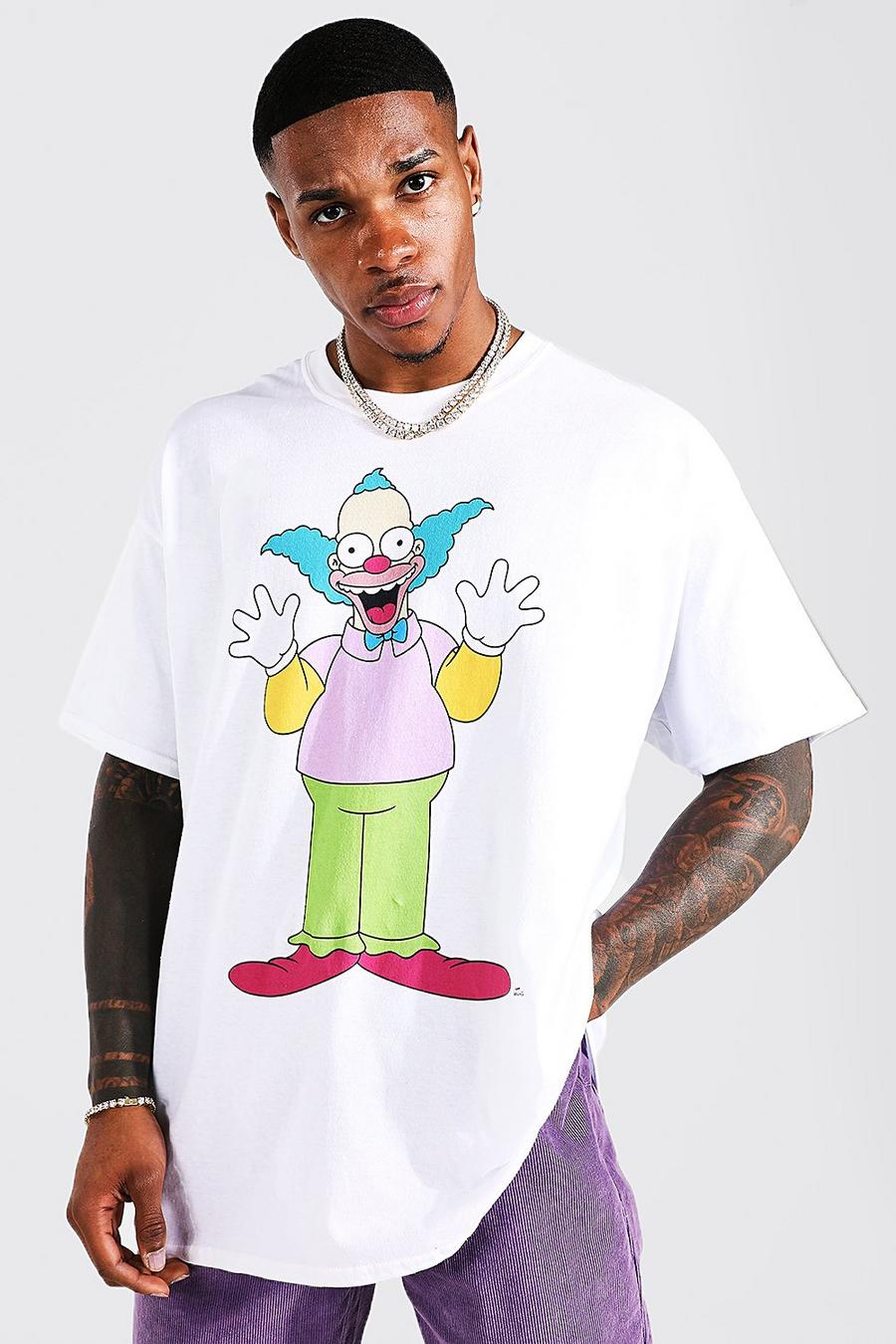 White Oversized Krusty Simpsons License T-shirt image number 1