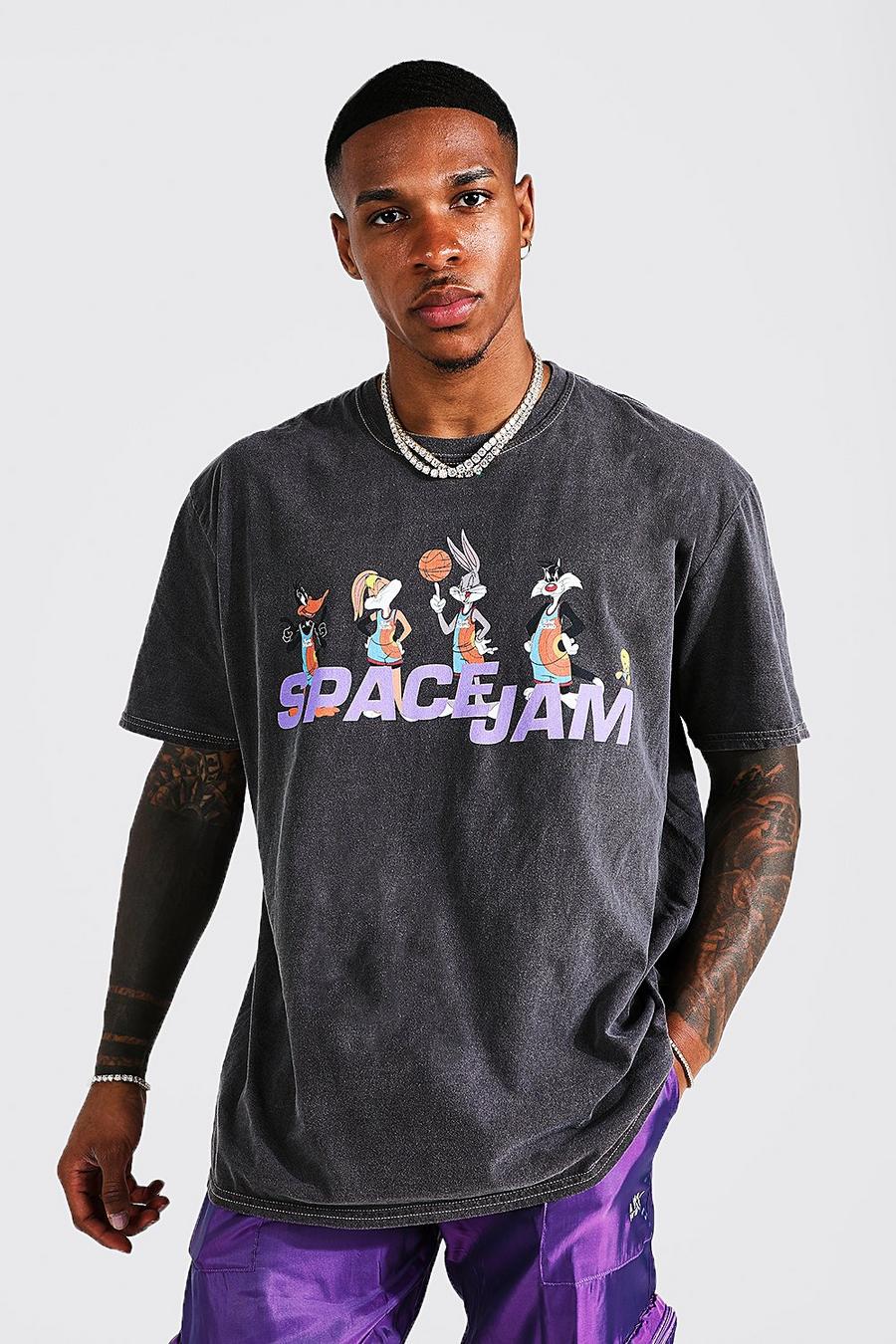 Oversize Batik T-Shirt mit Space Jam Print, Charcoal image number 1