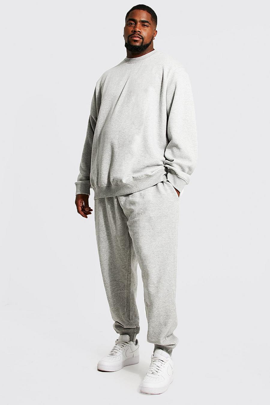 Grey grå Plus - Basic Träningsoverall med sweatshirt image number 1