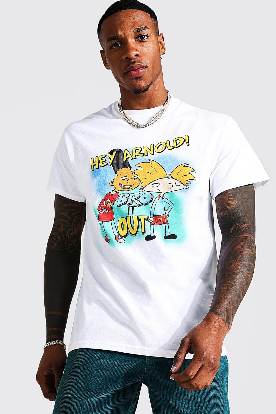 White Hey Arnold T-shirt med tryck image number 1