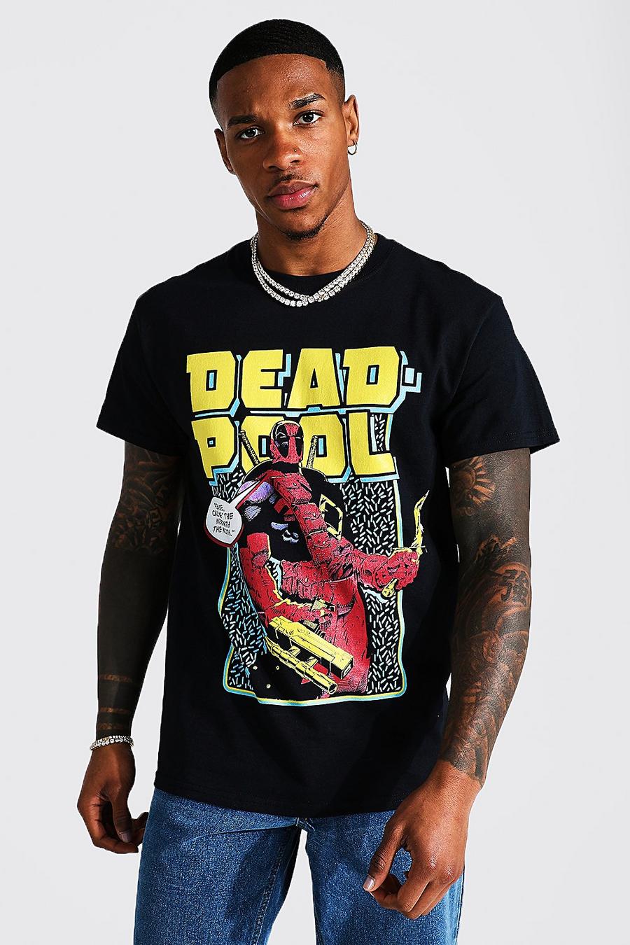 T-Shirt mit lizenziertem „Deadpool“-Print, Schwarz image number 1