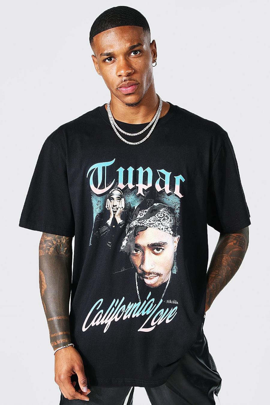 Black svart Tupac Oversize t-shirt med tryck image number 1