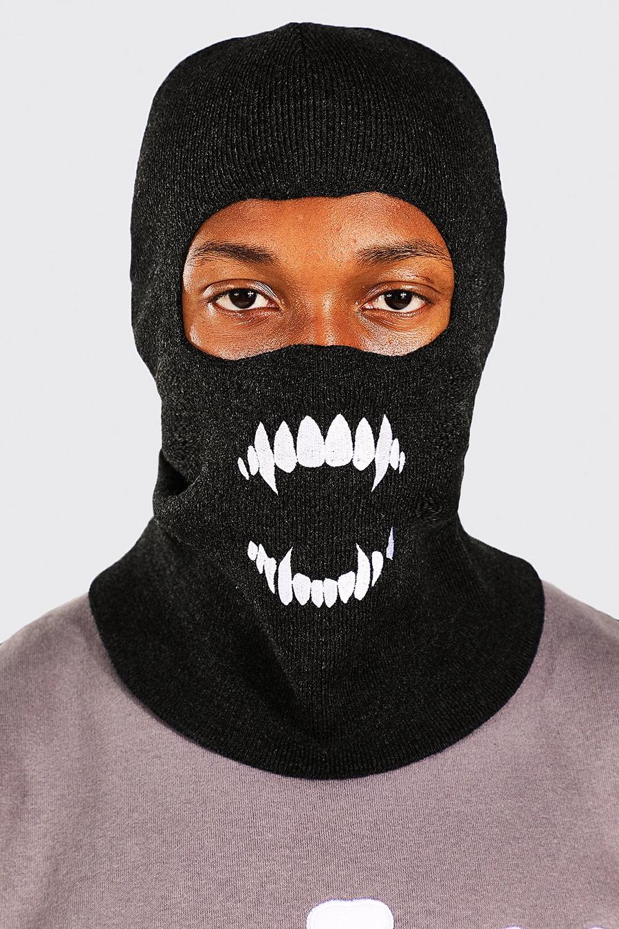 Grey Embroidered Knitted Balaclava image number 1