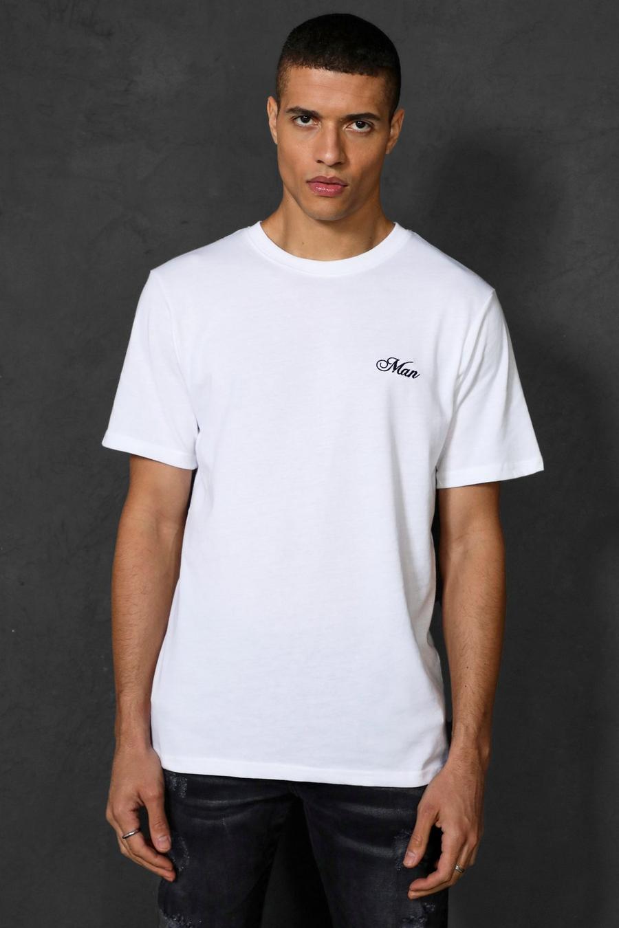 Camiseta con bordado MAN, White image number 1